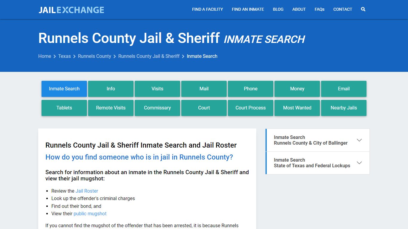 Runnels County Jail & Sheriff Inmate Search - Jail Exchange