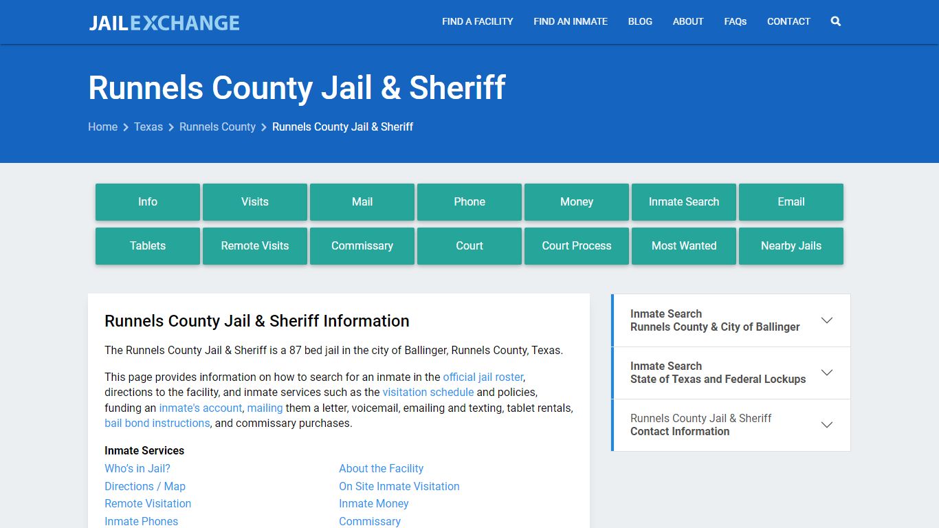Runnels County Jail & Sheriff, TX Inmate Search, Information
