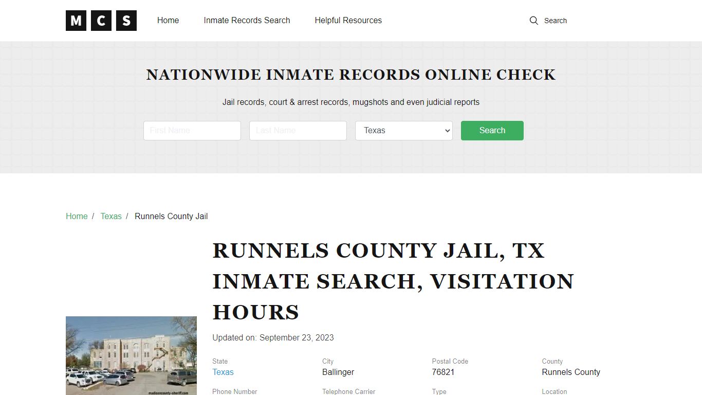 Runnels County, TX Jail Inmates Search, Visitation Rules